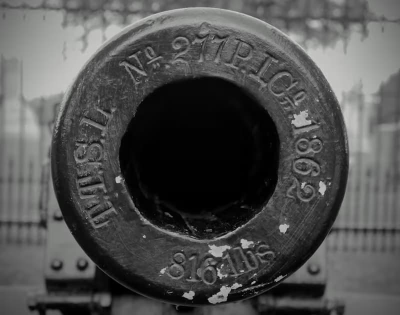 Close-up of a Civil War era cannon muzzle